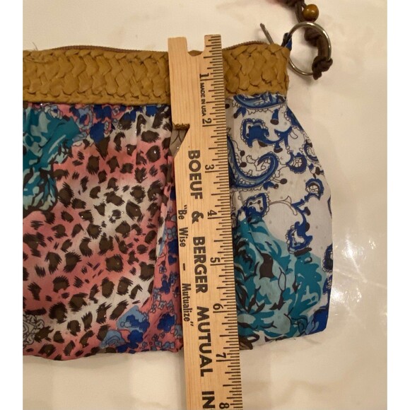 Womens Crossbody Bag Beaded Sparkle Straw Edge Boho Hippie Paisley Animal Print - Picture 10 of 12